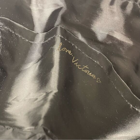 Victoria’s Secret Large Striped Lined Canvas Beach Tote Pink Orange White Gold - Picture 10 of 12